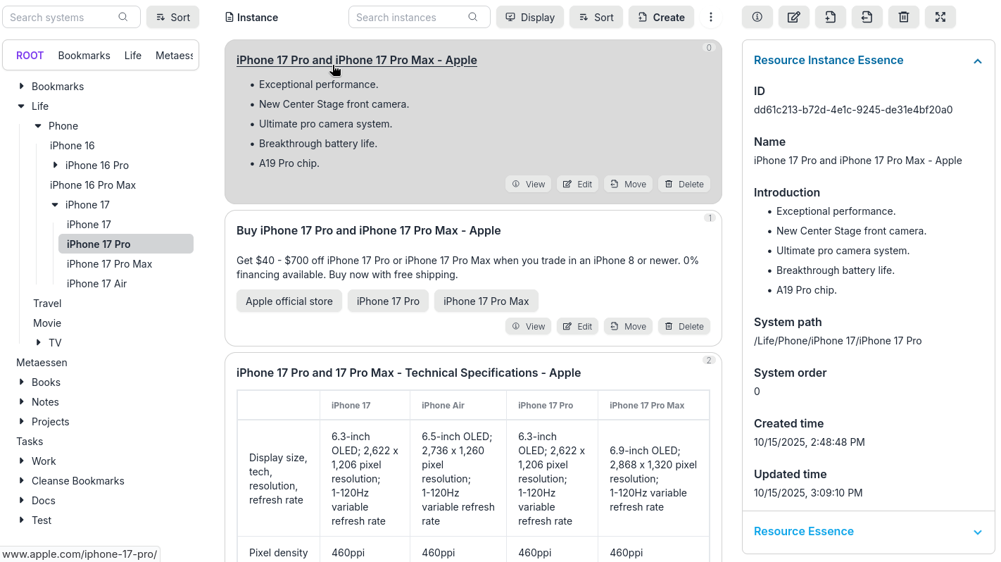 Metaessen resource essence manager