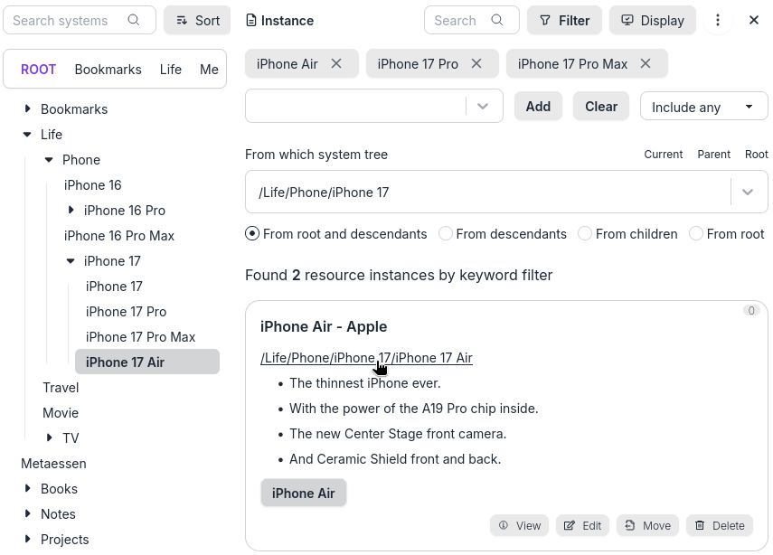 Metaessen data organization