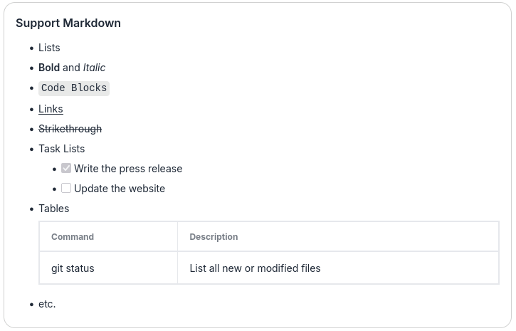 Support markdown